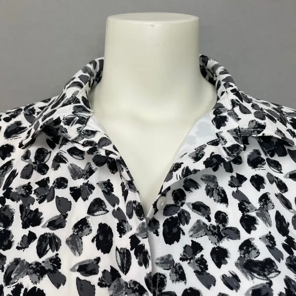 The Limited‎ Shirt Dress Women XS Black White NO BELT Abstract Print 3/4 Sleeve - Image 12