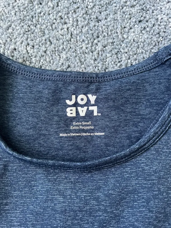 JoyLab Mini Stripe Blue Crop Tank Top - Image 3