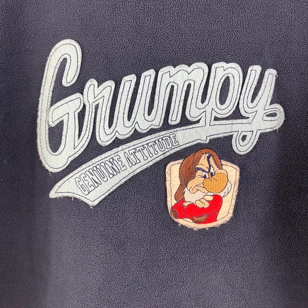 Disney Vintage Y2K Navy Blue Grumpy Genuine Attitude Crewneck Fleece Pullover - Image 4