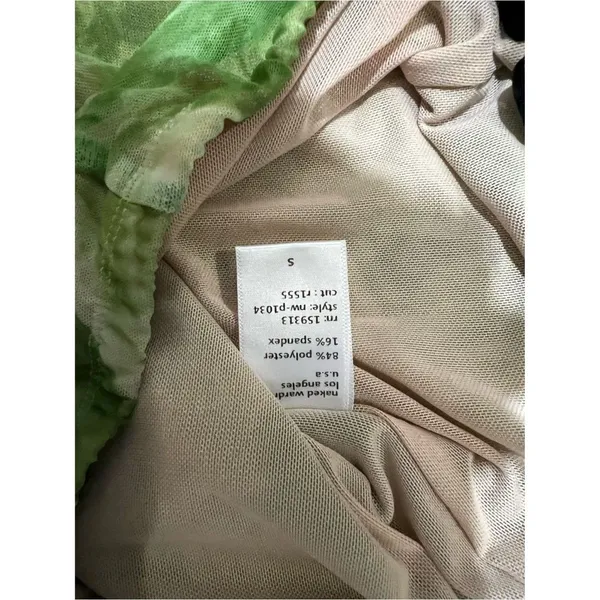 Naked Wardrobe NWT Women Small Green White Marble Swirl Print Mesh Leggings - Image 5