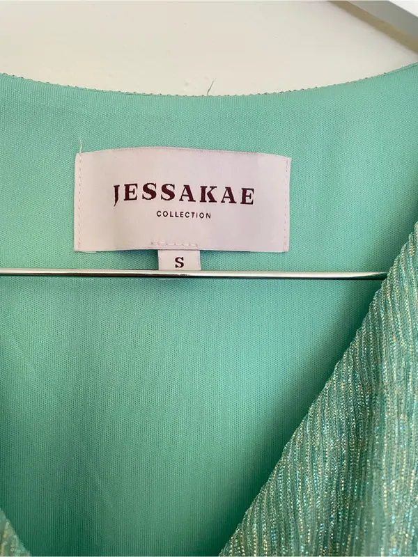 JessaKae Darling Dashwood Maxi Dress in Jade Metallic Sparkle Size Small - Image 3