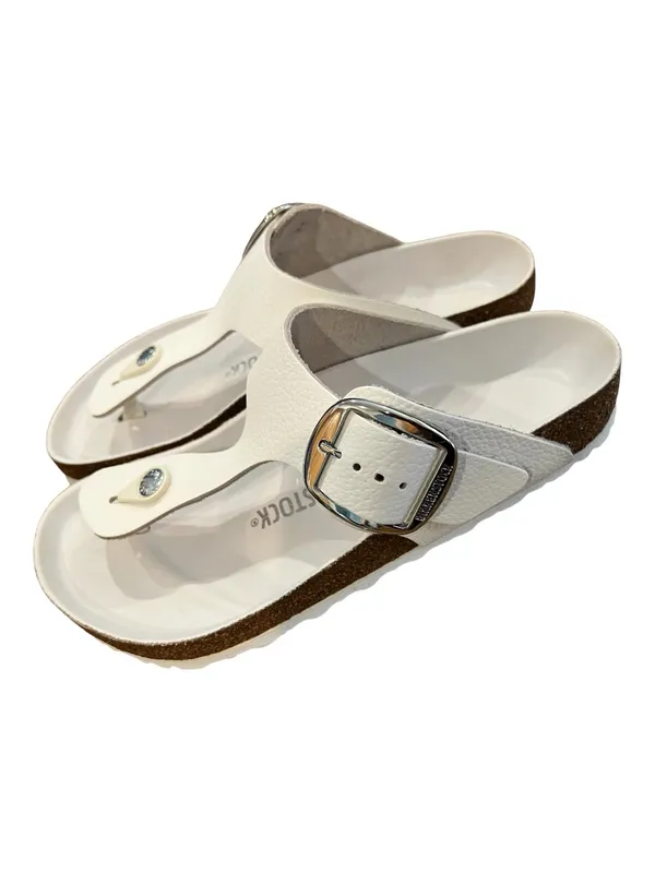 Birkenstock Gizeh Big Buckle White Leather Sandals Women’s 8 EU 39 Regular NIB - Image 11