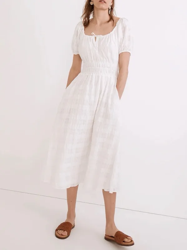 NWT Madewell Sophia Midi Dress in Seersucker Check - Image 2
