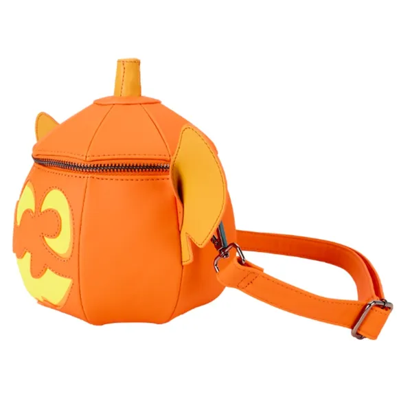 Disney Loungefly Stitch Pumpkin Head Glow in the Dark Crossbody Bag Orange NEW - Image 9