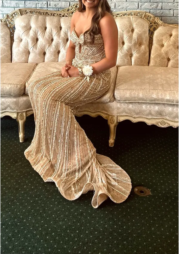 Amarra Prom Dress Gold Size 4 - Image 9