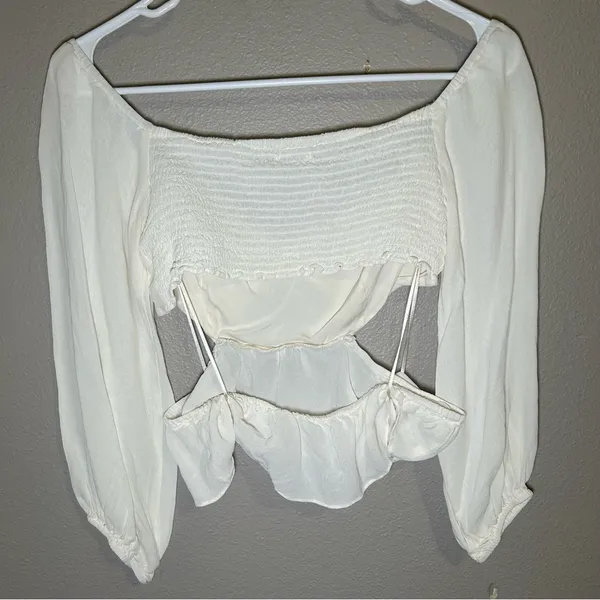 Reformation Laraine Ivory Off The Shoulder Cropped Blouse Women’s Size Medium 8 - Image 7