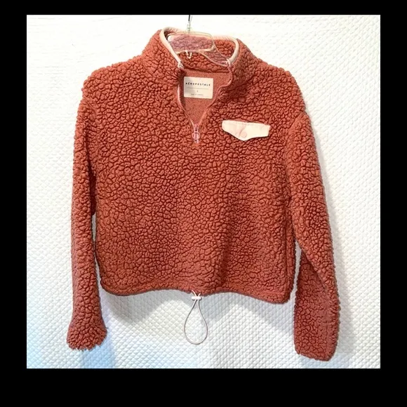 Aeropostale Women's Pink Sherpa Fuzzy Sweater - Like new Size: Small - Image 2