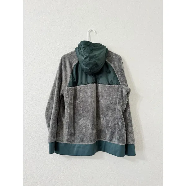 The North Face Campshire Full Zip Hooded Sherpa Fleece Jacket Gray Green XL - Image 3