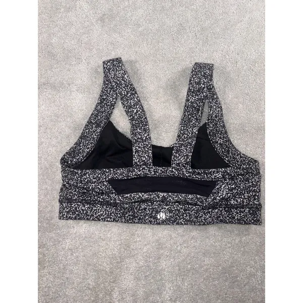 Lululemon Pavement Pusher Sports Bra Black White Speckle Mesh Back Womens 8 - Image 2