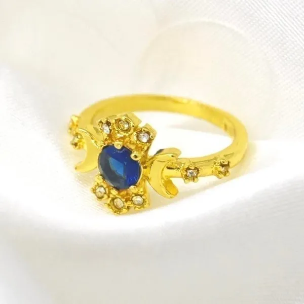 Boho Crystal Moon Ring Gold - Image 3
