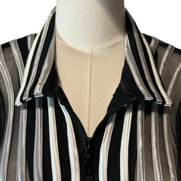 Damee Inc 2 PC Set Top and Overshirt Black Silver Sheer Mesh Art XL Space Punk - Image 7