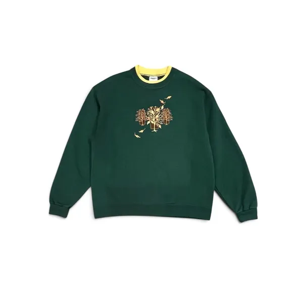 Pleasant Shade Vintage Green Embellished Fall Leaves Crewneck Sweater Size Large - Image 2