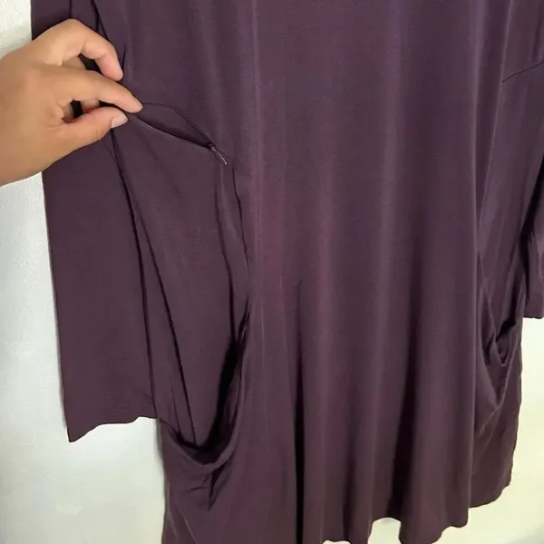Betabrand Long Sleeve Pocket Dress Women’s Size L Burgundy Plum Work Casual - Image 5