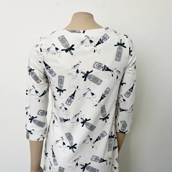 [Soma] White Cheers Champagne Cool Nights Jersey Scoop Neck Sleepshirt Size XS - Image 6