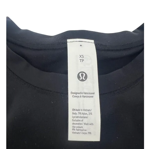 Lululemon Wundermost Ultra-Soft Nulu Crewneck Cropped T-Shirt Black XS - Image 4