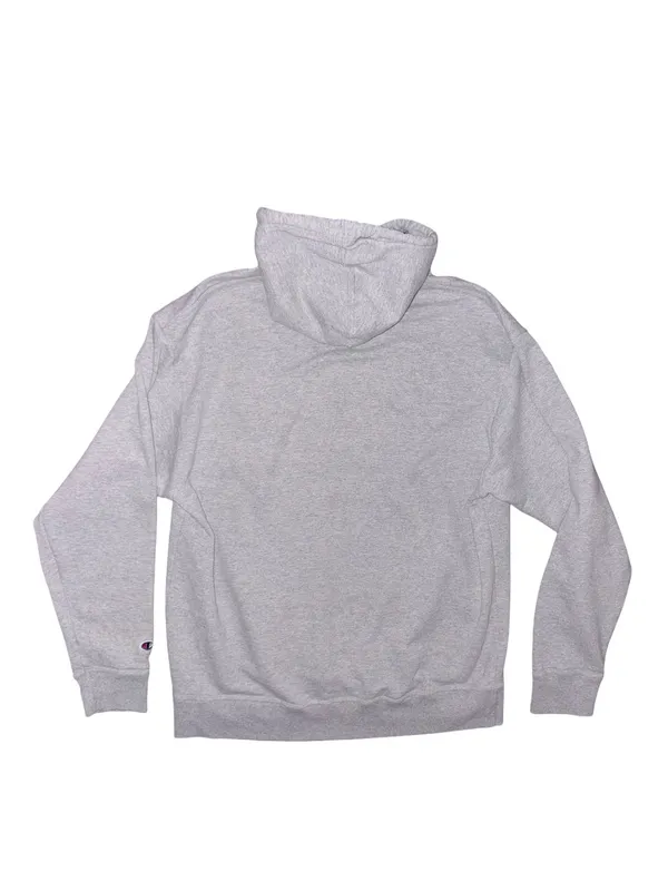 Champion Light Gray Pullover Hoodie with Red Script Logo - Image 5