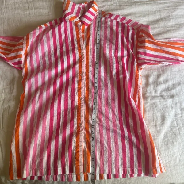 Beach Riot Revolve Alexa Pink Orange Stripe Cotton Button Down Swim Cover Up - Image 7