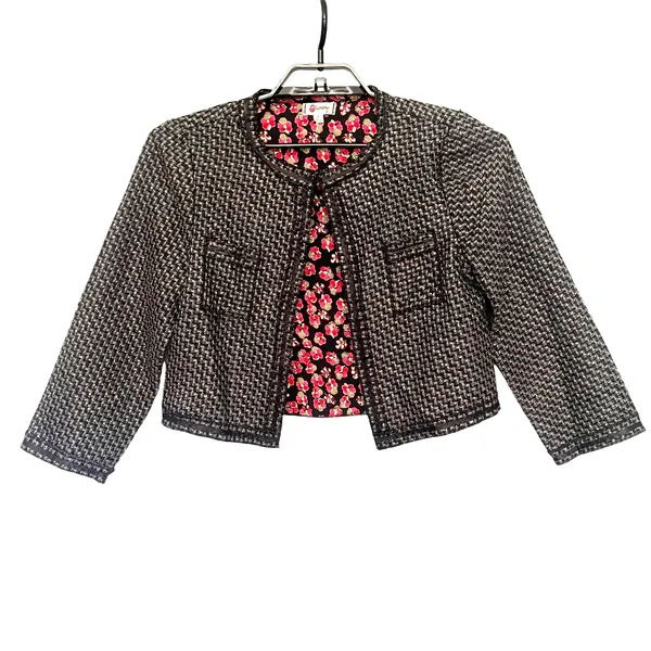 Olsenboye Cropped Houndstooth Womens Blazer M Dark Academia Indie Sleaze Preppy - Image 2