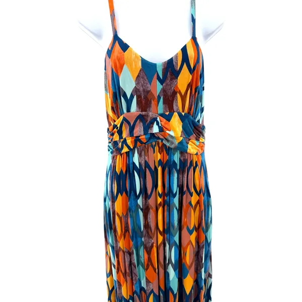 Anthropologie Maeve‎ Noetzie Multicolor Geometric Crisscross Back Maxi Dress Med - Image 4