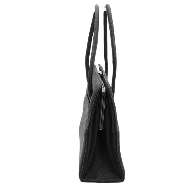 Unbranded Handbag Womens Medium Vintage Kiss Lock Satchel Black Pebbled Good - Image 2