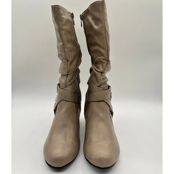 Forever Boots Womens‎ 10 Tan Bibi-5 Kitty Heel Calf High Riding Boots NEW - Image 4