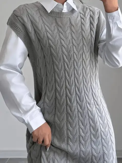 Shein sleeveless cable-knit sweater dress - Image 6