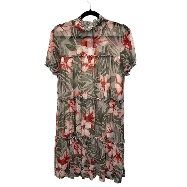 Kate & Lily Coquette‎ Floral Midi Dress Ruffled High Neck Women 6 Fairy Romantic - Image 2