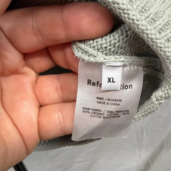 Reformation Women's Grey Knit Scoop Neck Organic Cotton Cropped Tank‎ XL - Image 3