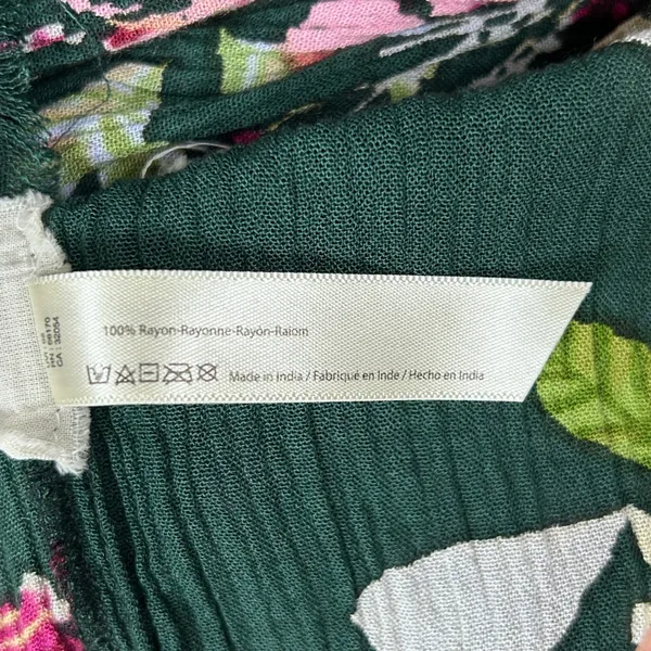 Free People FP One Floral Wide Leg Pants Green Womens Small Boho Gauze Palazzo - Image 8