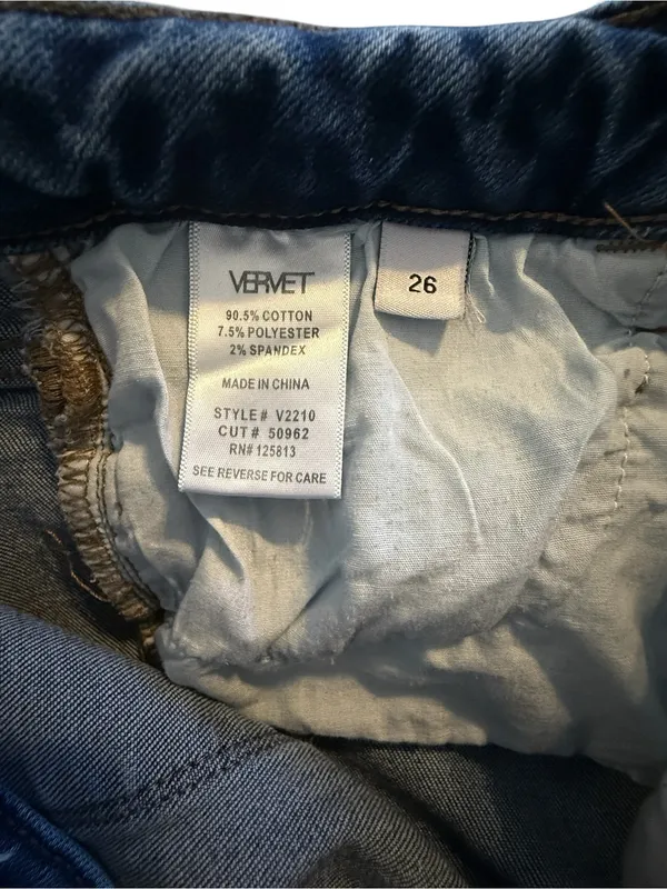 Vervet High Rise Straight Jeans Distressed Knee Raw Hem Women’s Size 26 - Image 7