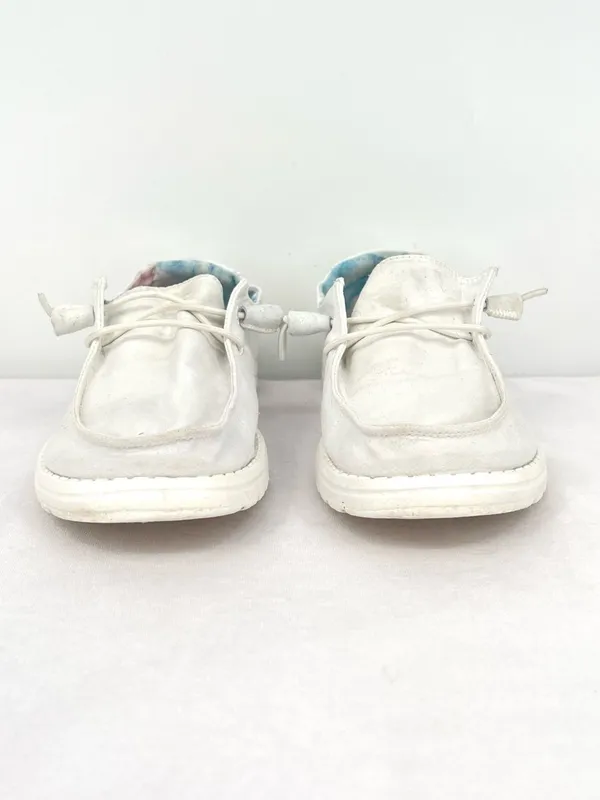 HEY DUDE Wendy Silk Moon White Canvas Slip-On Loafers Women’s 7 - Image 2