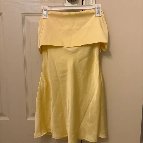 Beginning Boutique Dress Mini Yellow Satin Dress - Image 3