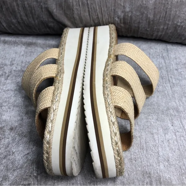 Universal Threads Beige 3 Textile Strap Platform Wedge Sandals 9.5 Espadrille - Image 6