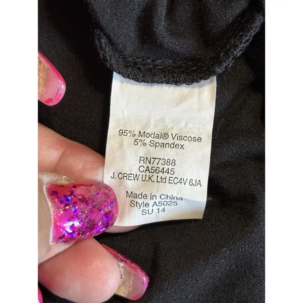 J.‎ Crew Black Dress Strapless Size Medium White Trim Tie Waist Flowy Soft - Image 7