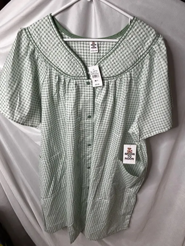 Moon To Noon Women's Snap-Front Gingham Sleep Dress - Image 2