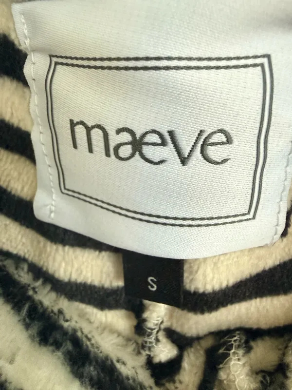 NWT MAEVE Plush Lounge Pants S Black White Stripe Wide Leg Cozy Soft Pajama - Image 10