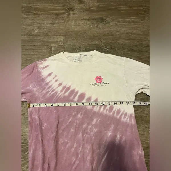 Simply Southern Long Sleeve Tie Dye Cotton Shirt Size S Dog Coffee - Image 2