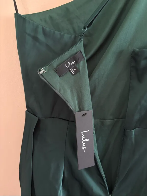 Lulus Signature Elegance Emerald Satin One-Shoulder Maxi Dress Size Large Formal - Image 7