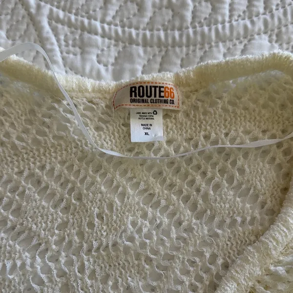 Route 66 Cream Open-Knit Cardigan - Image 2