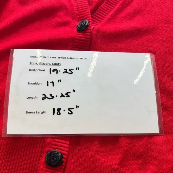 Nue Options Red Knit Cardigan Black Rose Buttons Size L - Image 11