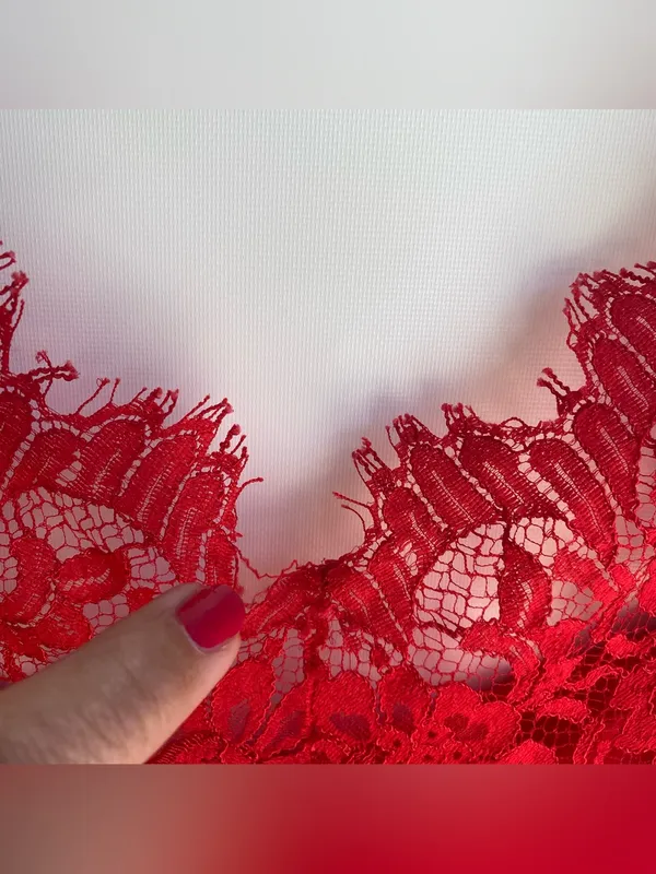 Lady Cameo Vintage red lace camisole sexy nighty tank mini dress chemise layer - Image 3