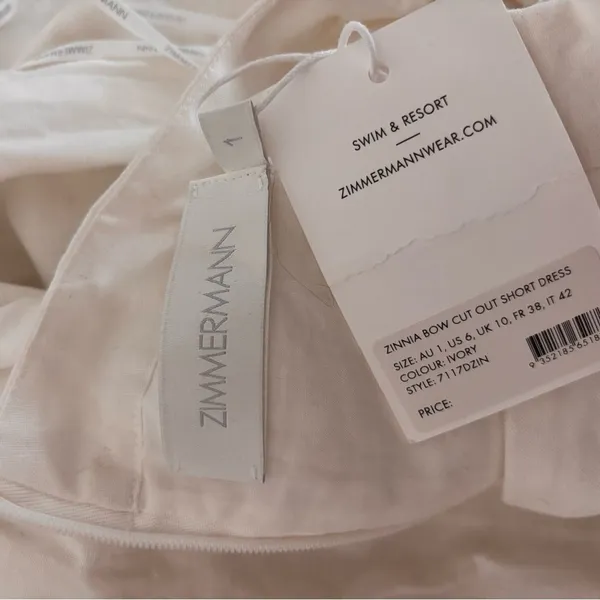 NWT Zimmermann Zinnia Bow Cut Out Short Dress - Image 7