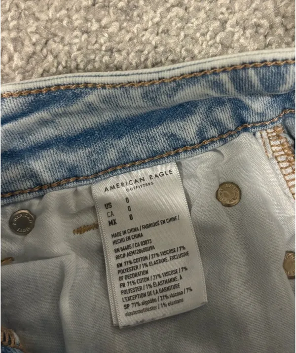 American Eagle Next Level Stretch Denim Jean Shorts High-Rise Light Wash - Image 5