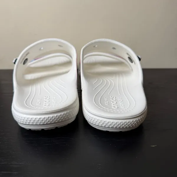 Crocs Classic Tie Dye Sandals White Multi Color Double Strap Slides Womens 11 - Image 3