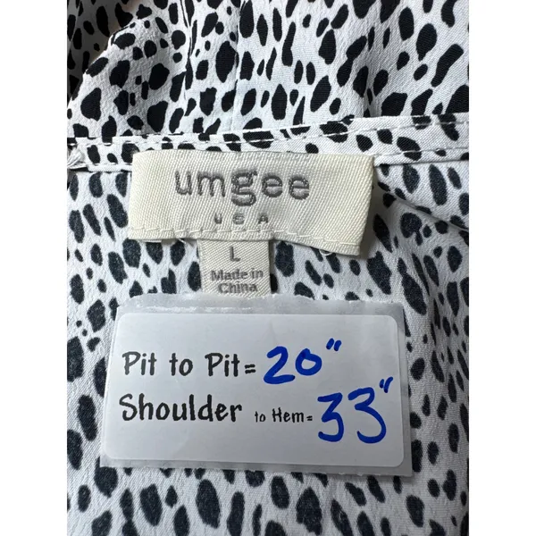 Umgee Women's Romper Black White Print V Neck Short‎ Sleeve Size L - Image 3