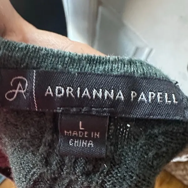 Adrianna Papell Green Cable Knit Pullover Sweater – Size L - Image 6