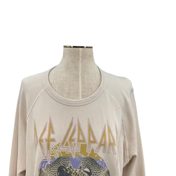 Daydreamer Def‎ Leppard On The Prowl 1987 Sweatshirt Beige Cream Size Medium - Image 4