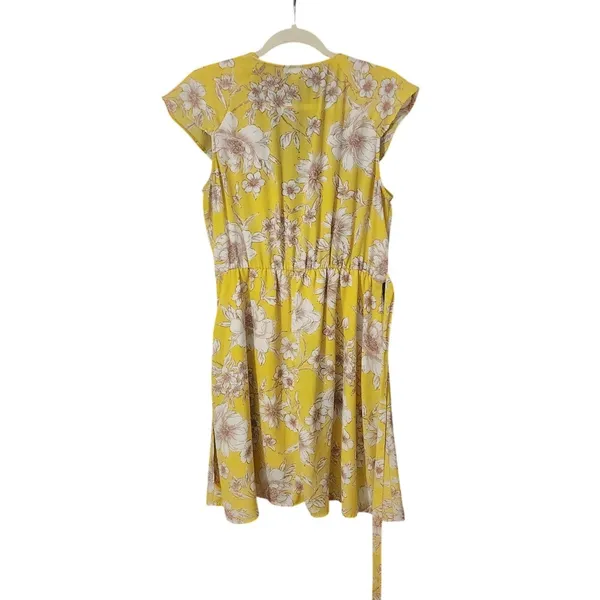 Catherines Charming Charlie Women's Yellow‎ Wrap Floral Ruffle Dress, Large - Image 5