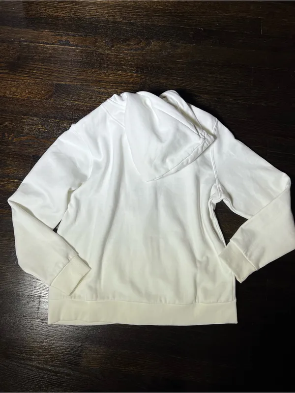 H&M White Full Zip Hooded Sweatshirt Large - Image 4