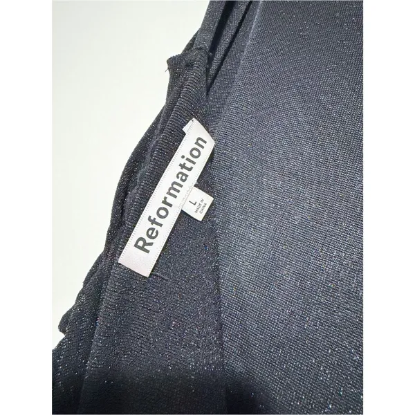 Reformation Breslin Midi Dress Black Sparkle Metallic Night Sky Size Large - Image 6